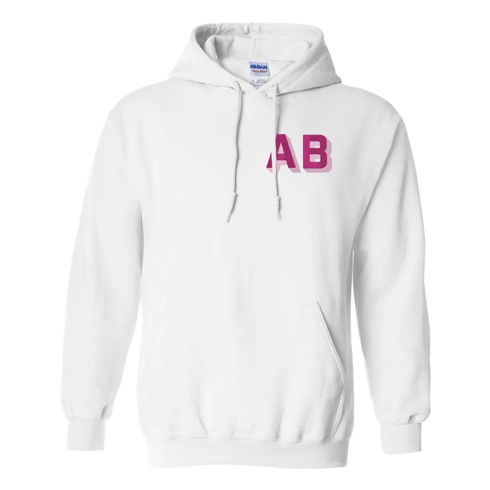 Initialed Shadow Block Letters Hoodie