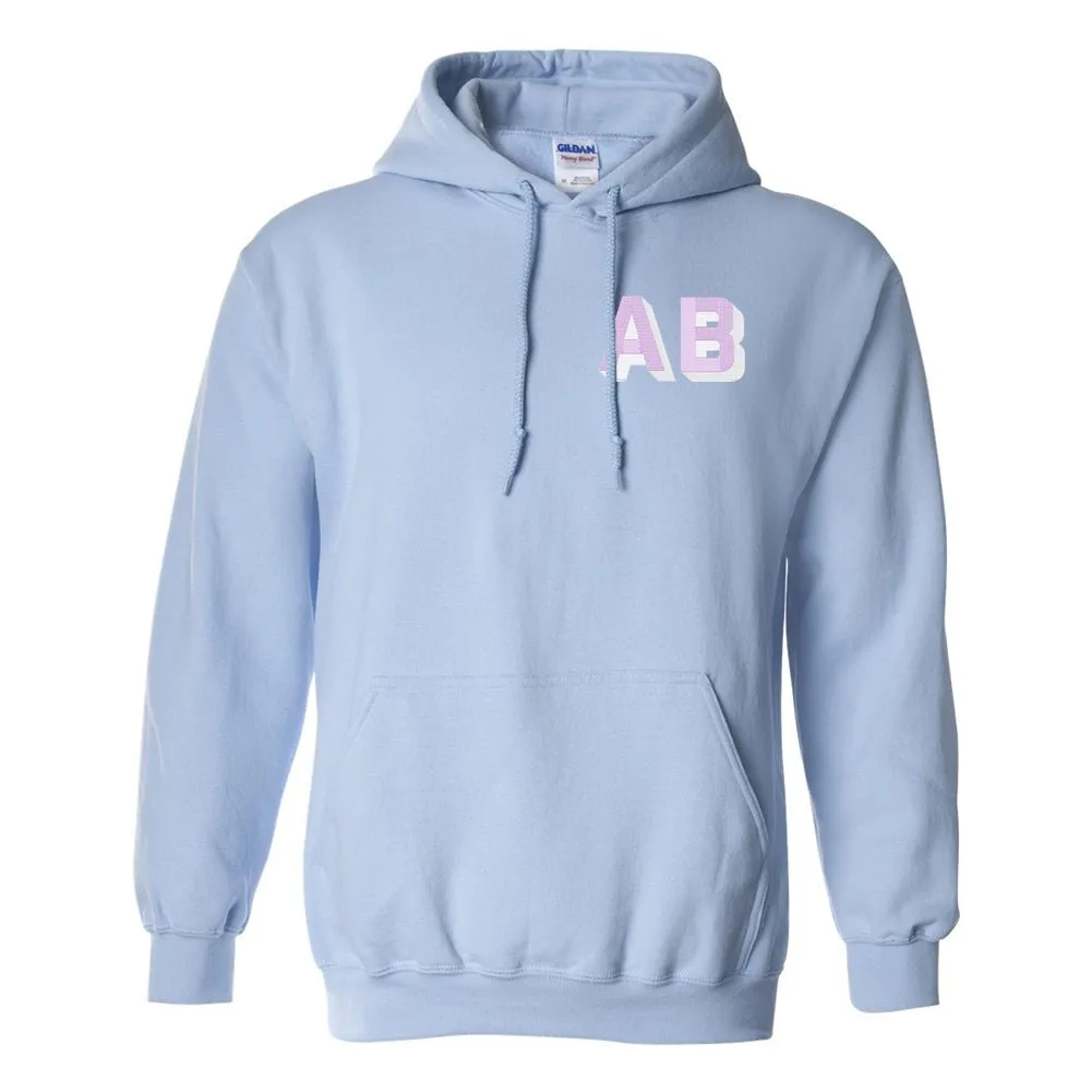 Initialed Shadow Block Letters Hoodie