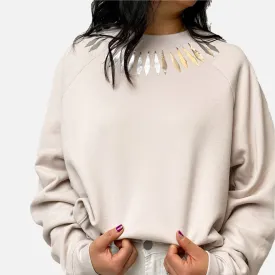 Jack Sweatshirt Sand - Silver Diamond Neck