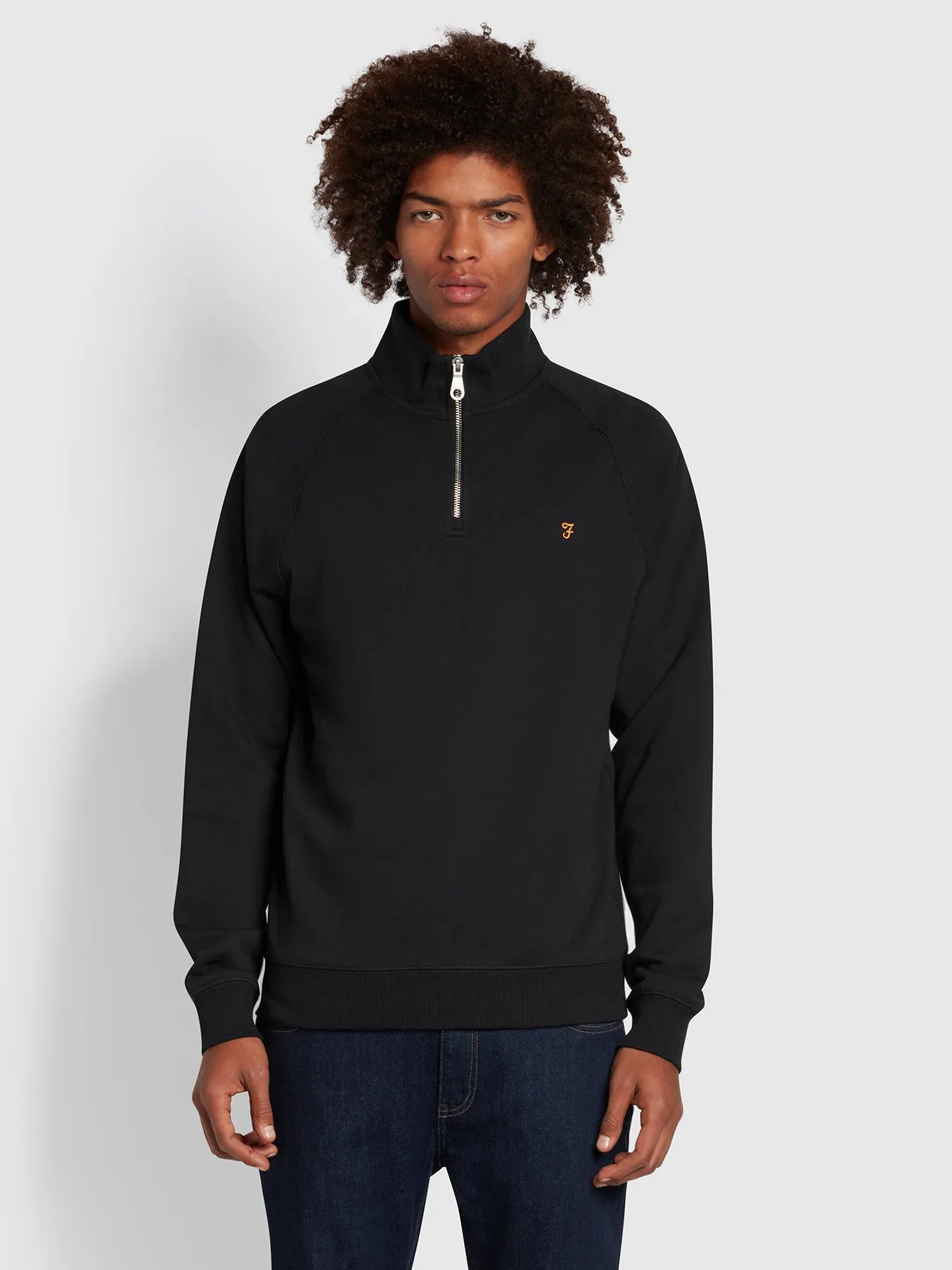 Jim Organic Cotton Quarter Zip Sweatshirt In Black