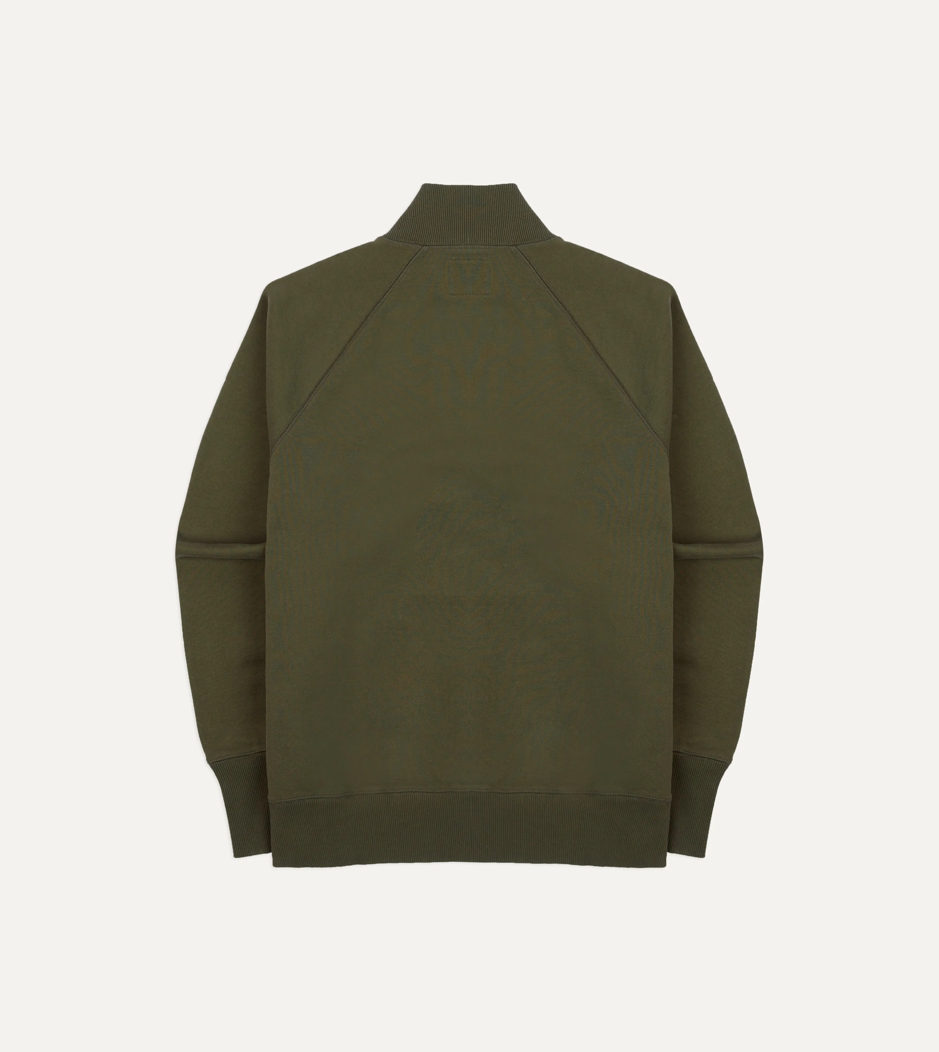 Khaki Green Cotton Quarter Zip Sweatshirt