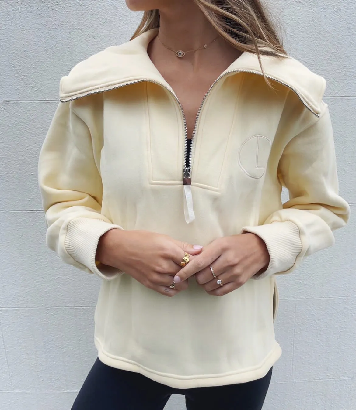 Laila Half-Zip Sweatshirt - Pale Lemon