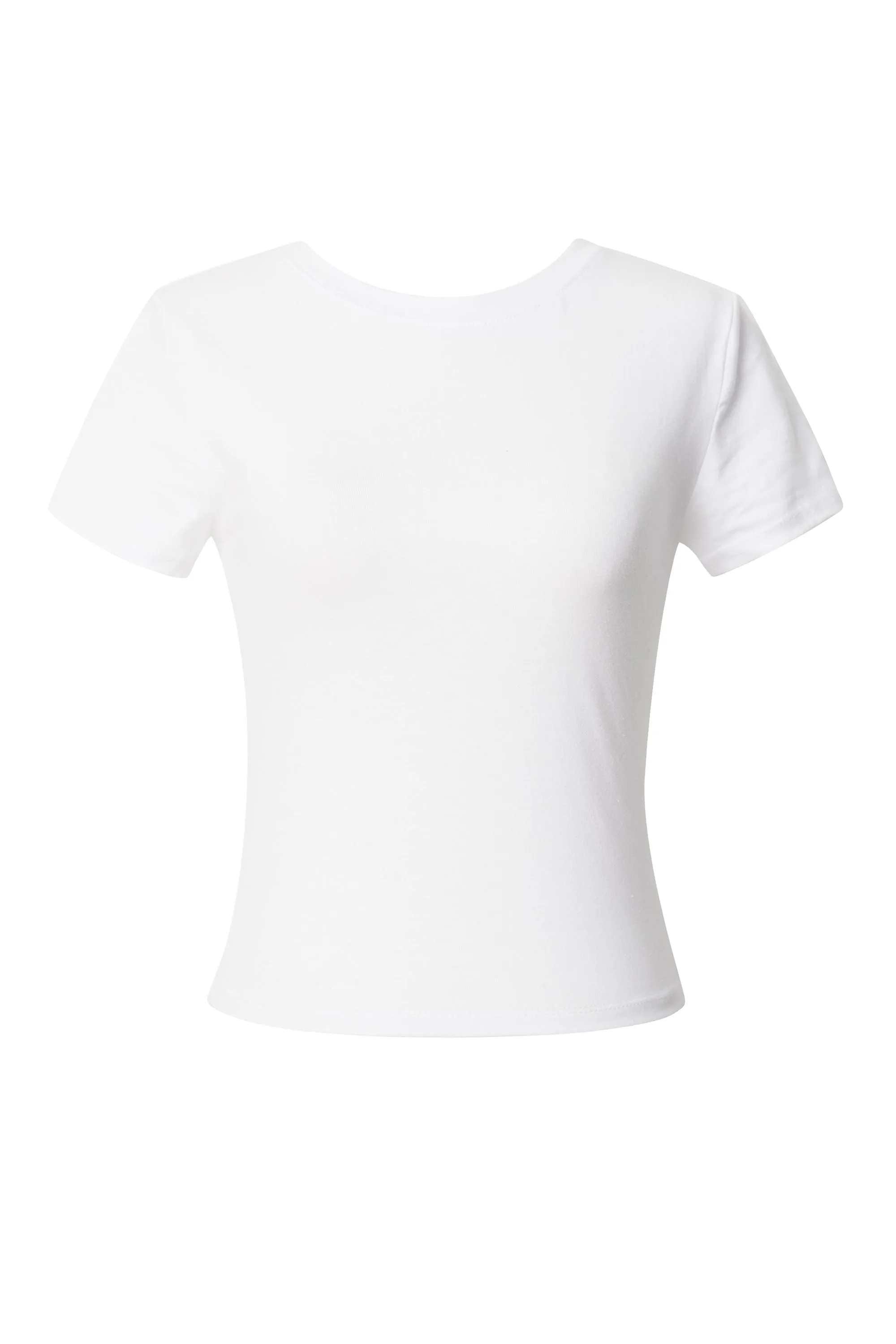 Lala White Crew Neck Crop Top