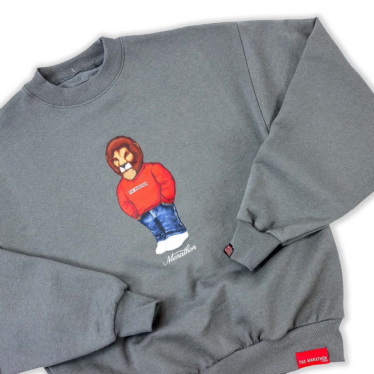 Leo The Marathon Lion (Marathon Crewneck) Crewneck - Slate Grey