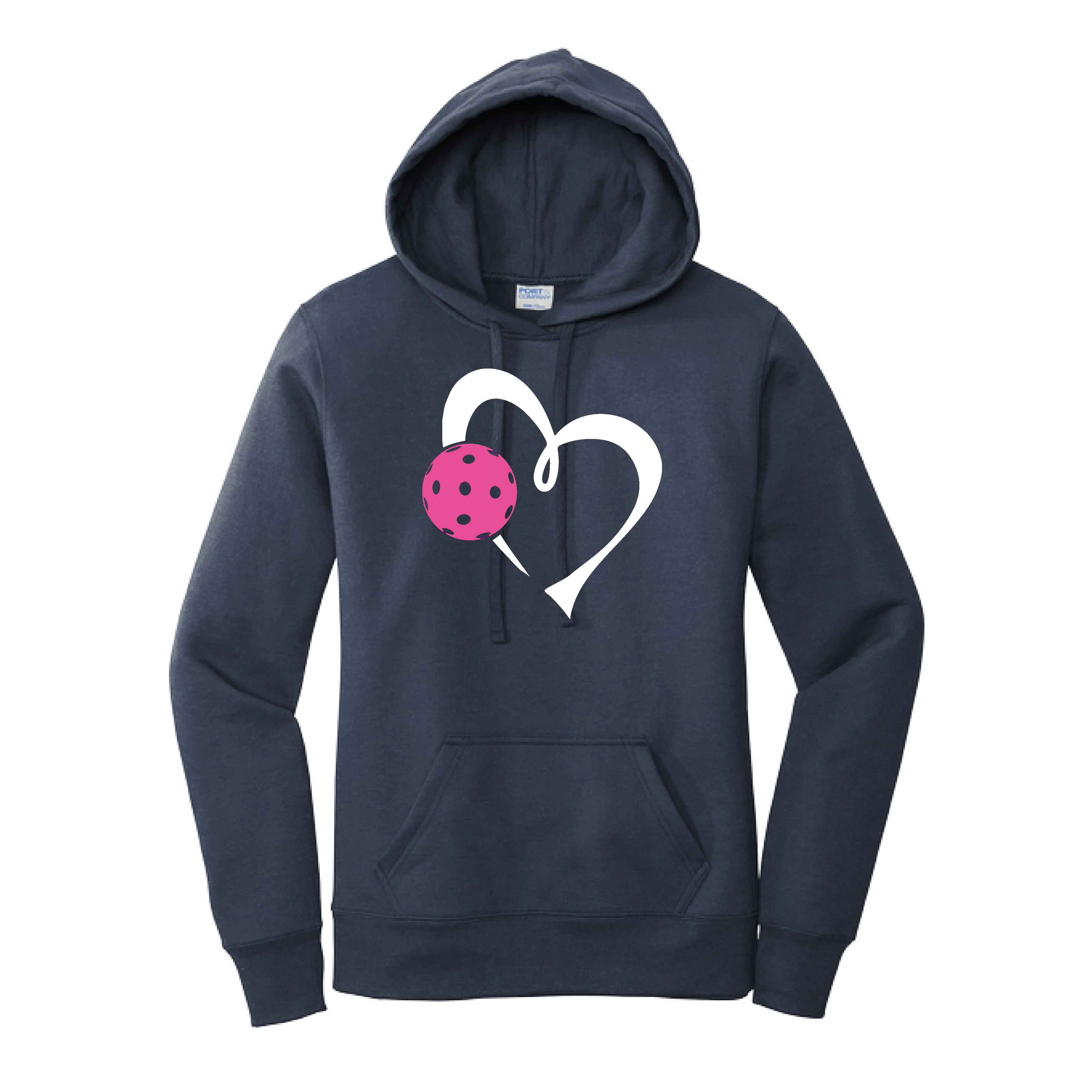 Love Pickleball Heart (Pink) | Women’s Fitted Hoodie Pickleball Sweatshirt | 50% Cotton 50% Poly Fleece