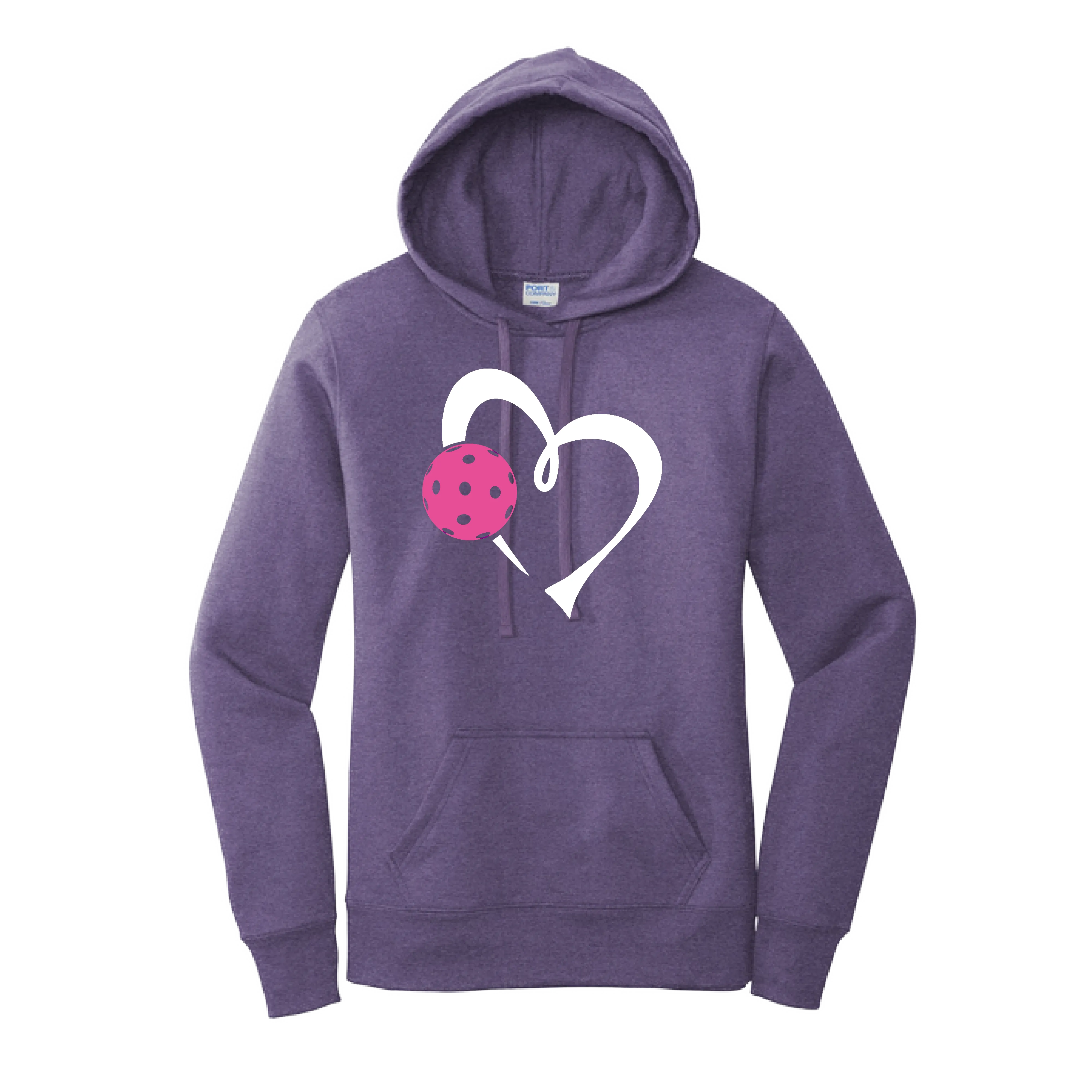 Love Pickleball Heart (Pink) | Women’s Fitted Hoodie Pickleball Sweatshirt | 50% Cotton 50% Poly Fleece