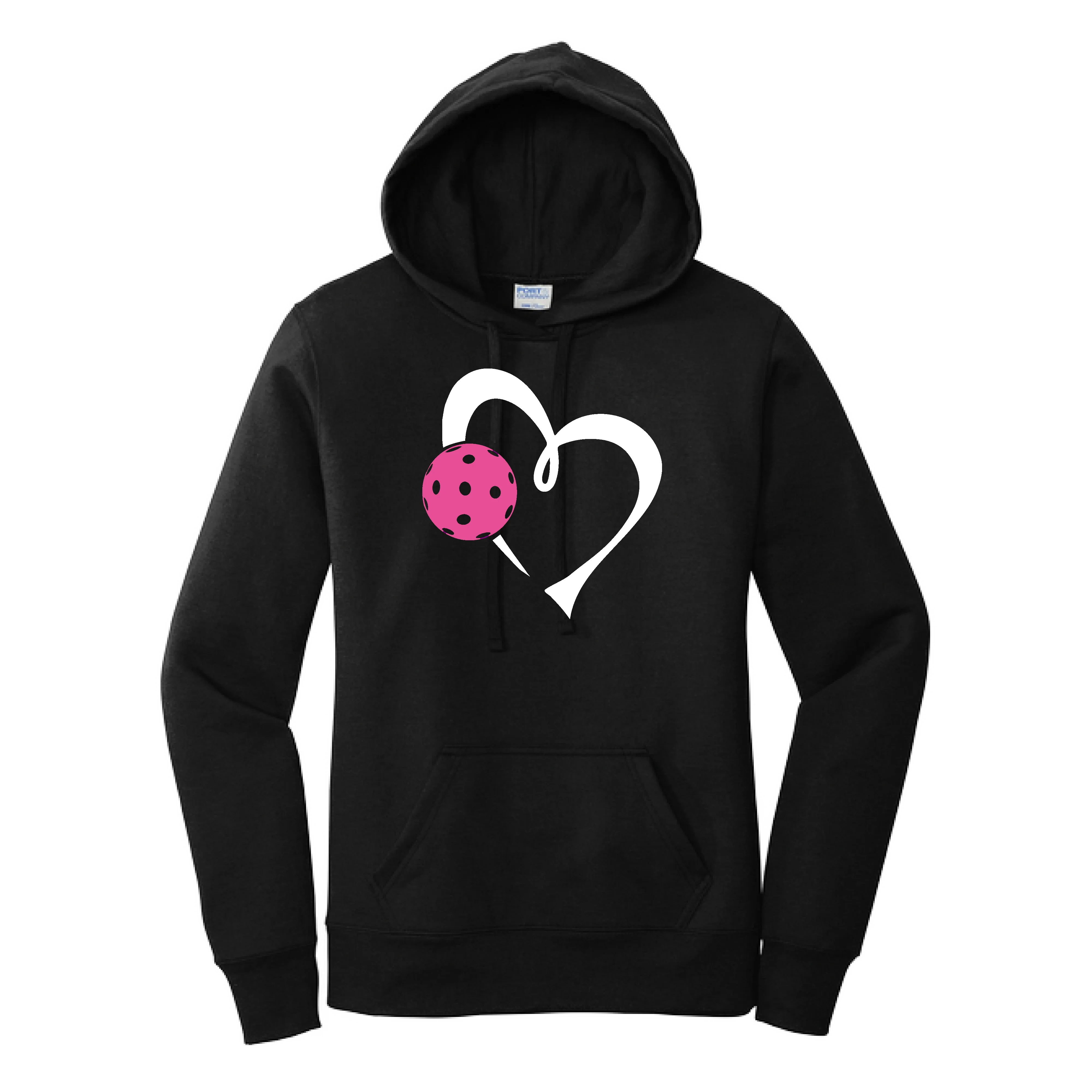 Love Pickleball Heart (Pink) | Women’s Fitted Hoodie Pickleball Sweatshirt | 50% Cotton 50% Poly Fleece