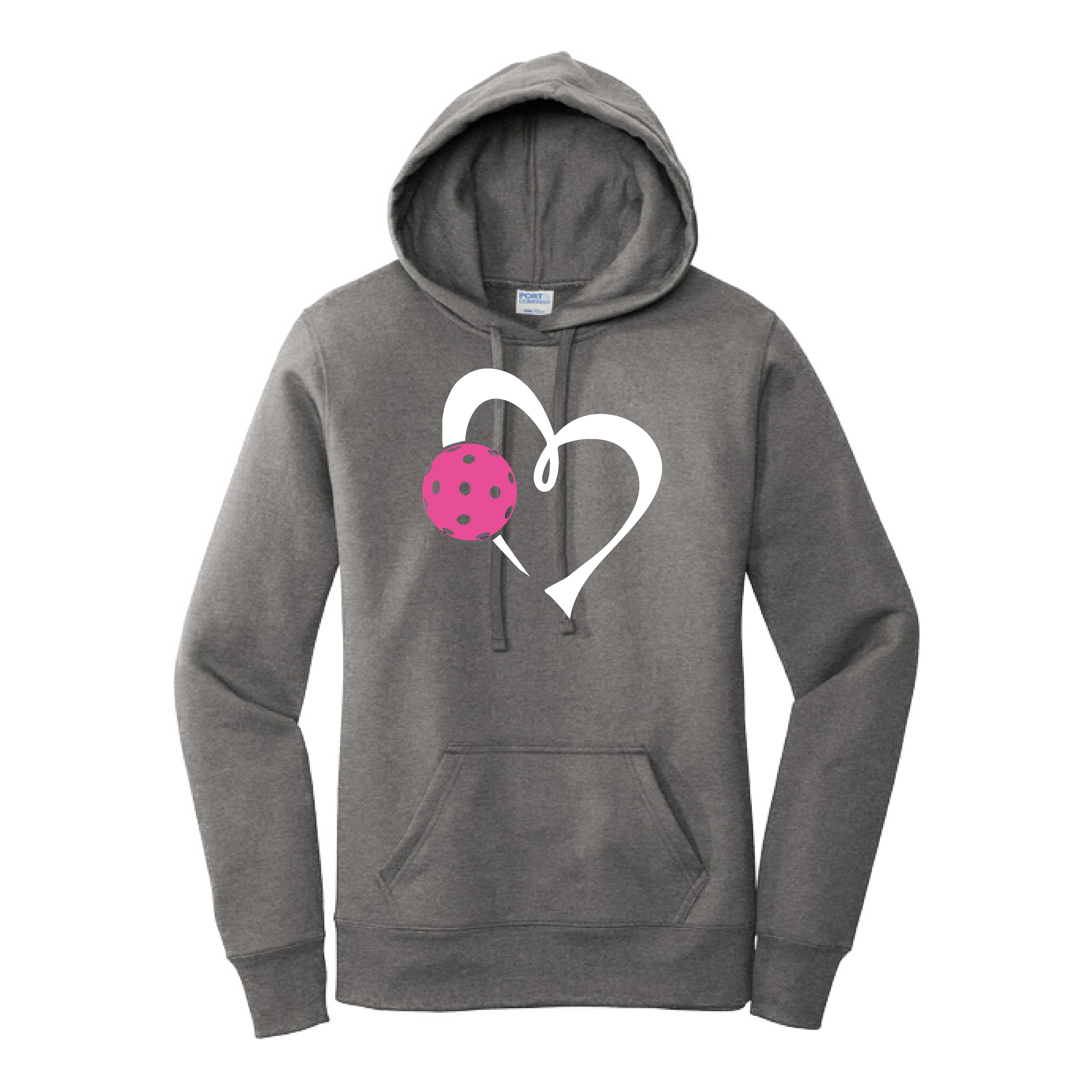 Love Pickleball Heart (Pink) | Women’s Fitted Hoodie Pickleball Sweatshirt | 50% Cotton 50% Poly Fleece