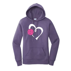 Love Pickleball Heart (Pink) | Women’s Fitted Hoodie Pickleball Sweatshirt | 50% Cotton 50% Poly Fleece