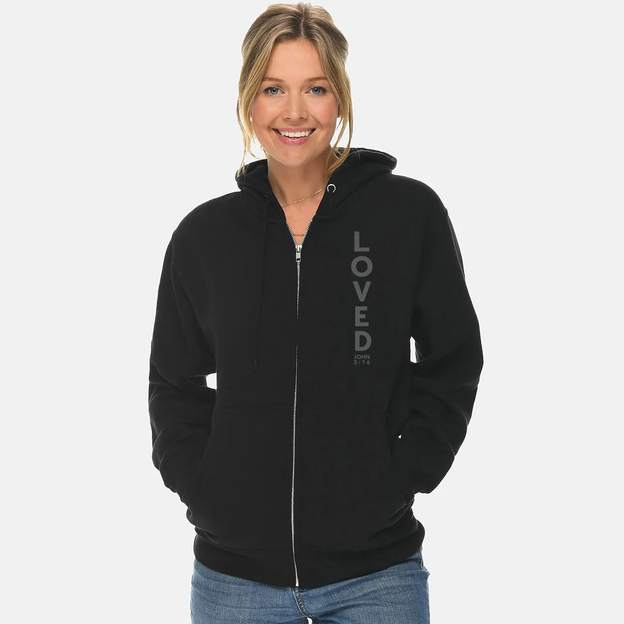 Loved John 3:16 Full Zip Sweatshirt Hoodie