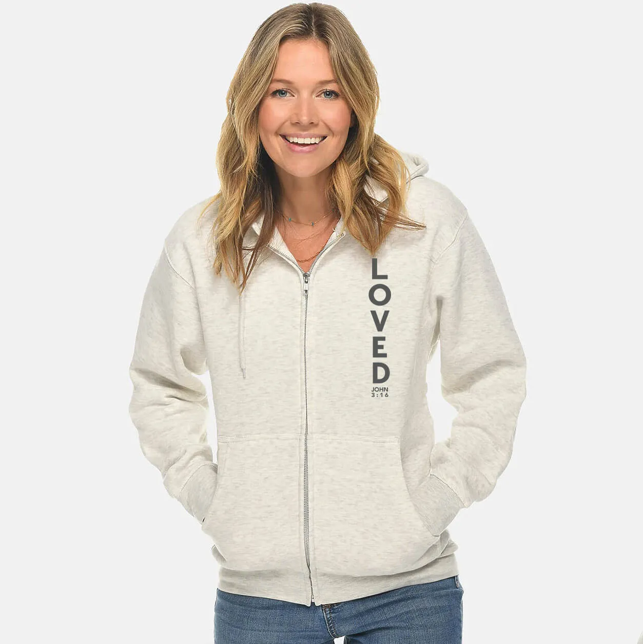 Loved John 3:16 Full Zip Sweatshirt Hoodie