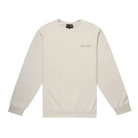 Marathon 3D Embroidered Stacked Script Crewneck - Bone/Grey