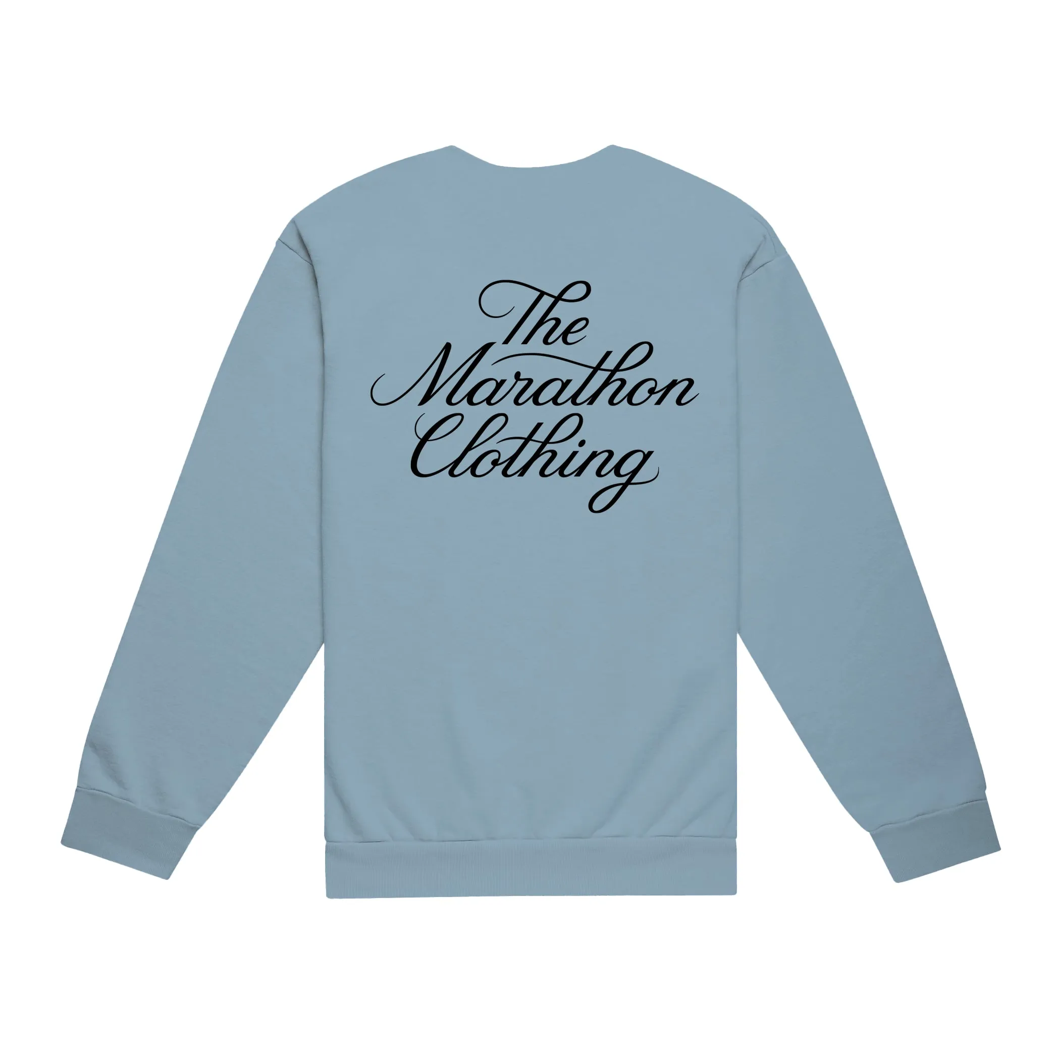 Marathon 3D Embroidered Stacked Script Crewneck - Powder Blue/Black