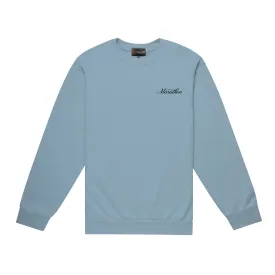 Marathon 3D Embroidered Stacked Script Crewneck - Powder Blue/Black