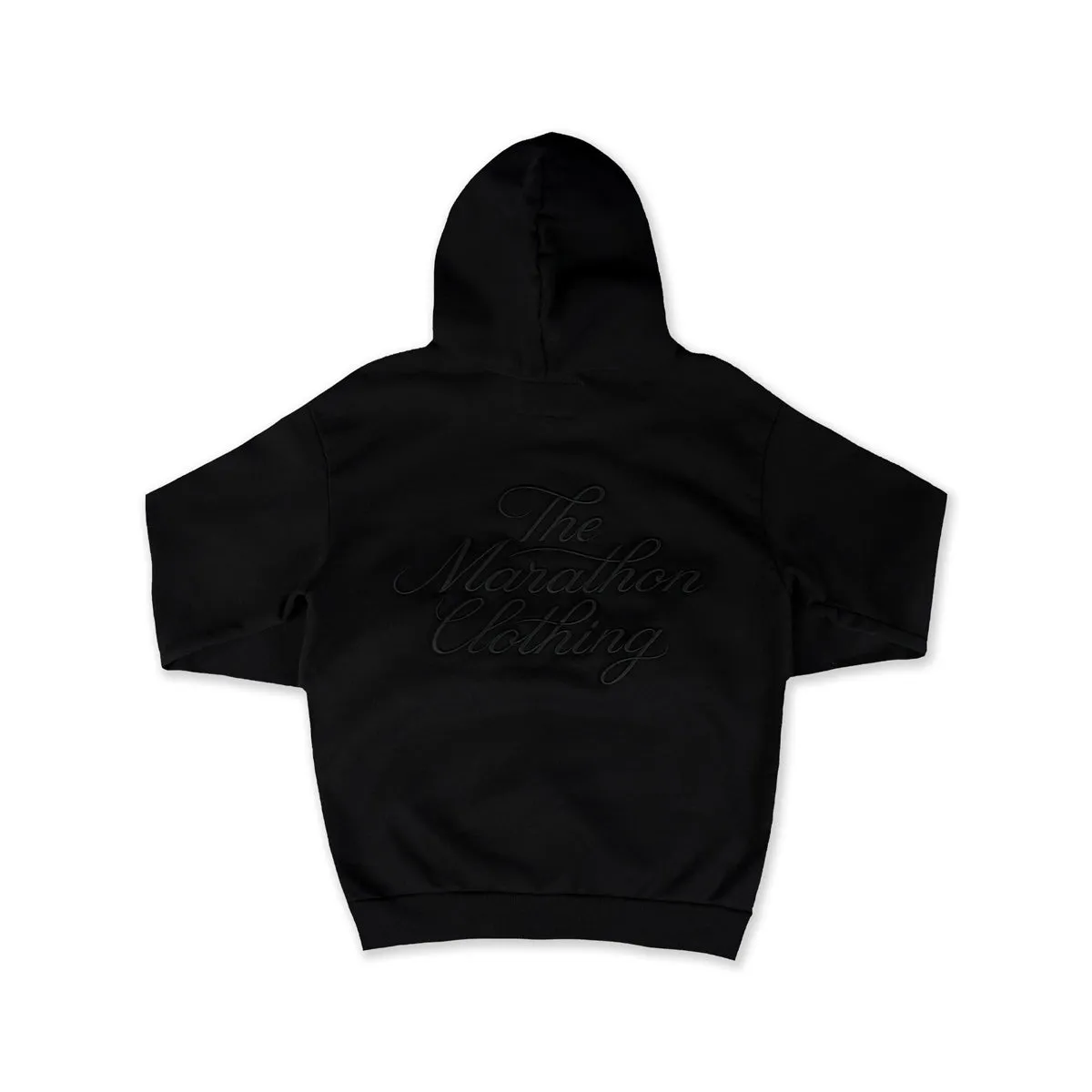 Marathon 3D Embroidered Stacked Script Hoodie - Black/Black