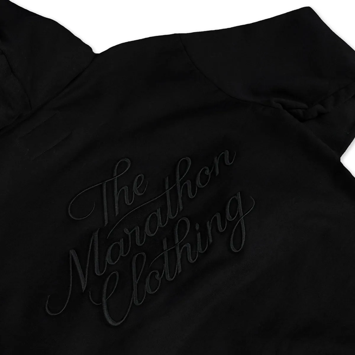 Marathon 3D Embroidered Stacked Script Hoodie - Black/Black