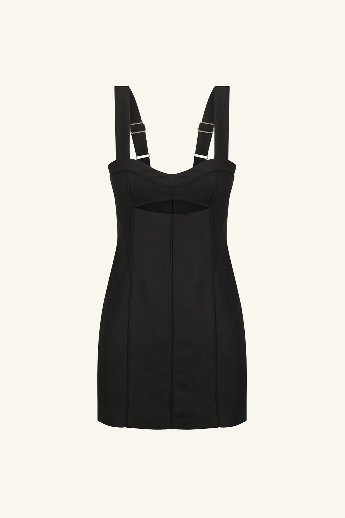 MARE LINEN CONTOUR PANELLED MINI DRESS - BLACK