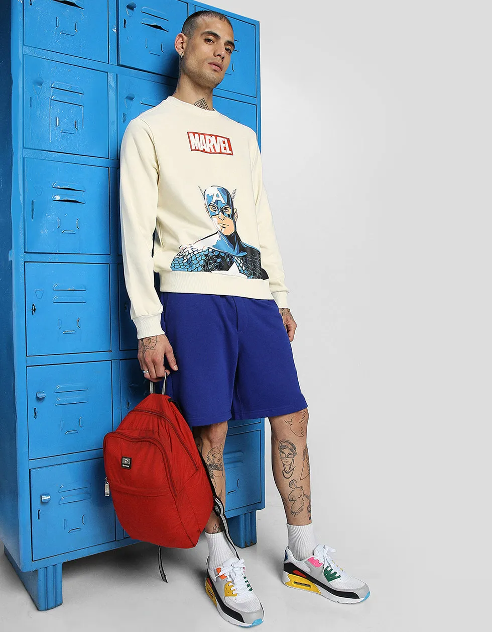 Marvel Beige Front Graphic Printed Sweatshirt