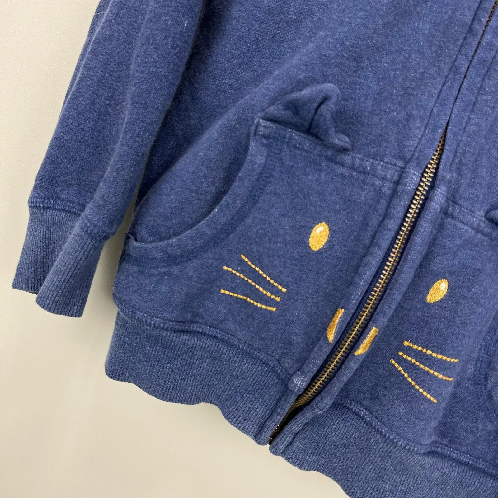 Mini Boden Cozy Cat Full Zip Hoodie 6-7