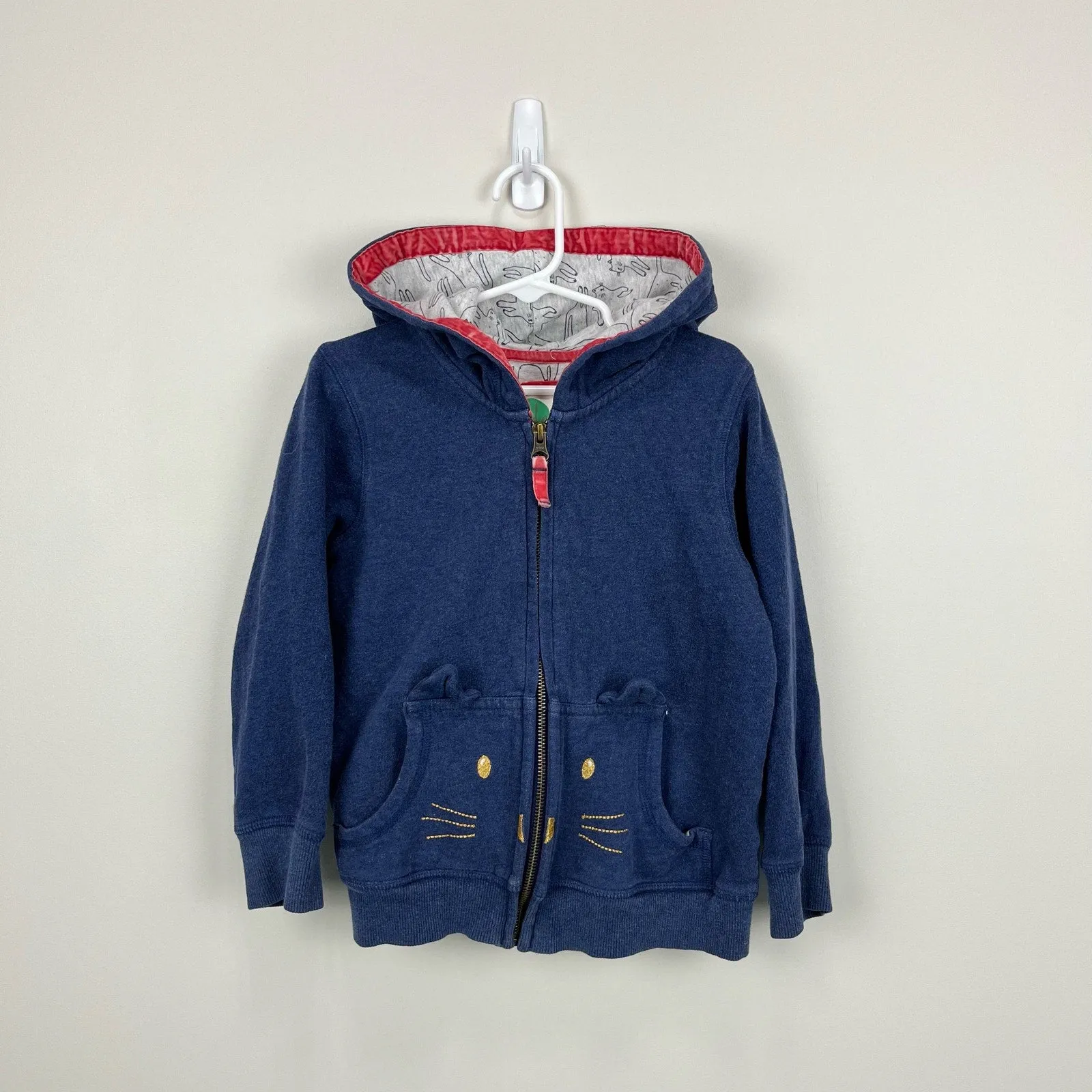 Mini Boden Cozy Cat Full Zip Hoodie 6-7