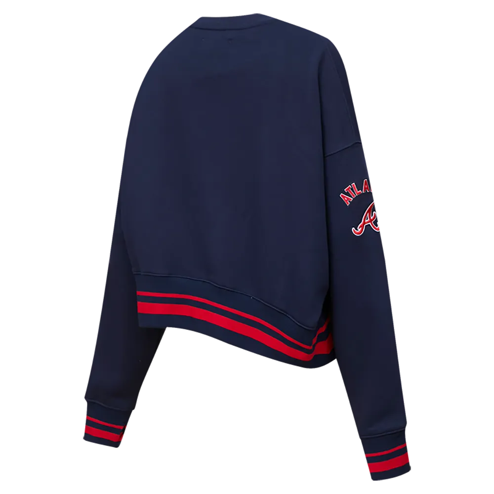 MLB ATLANTA BRAVES MASHUP WOMEN'S RIB CREWNECK (MIDNIGHT NAVY/RED/MIDNIGHT NAVY)