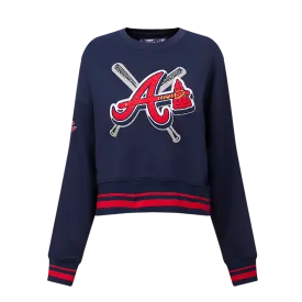 MLB ATLANTA BRAVES MASHUP WOMEN'S RIB CREWNECK (MIDNIGHT NAVY/RED/MIDNIGHT NAVY)