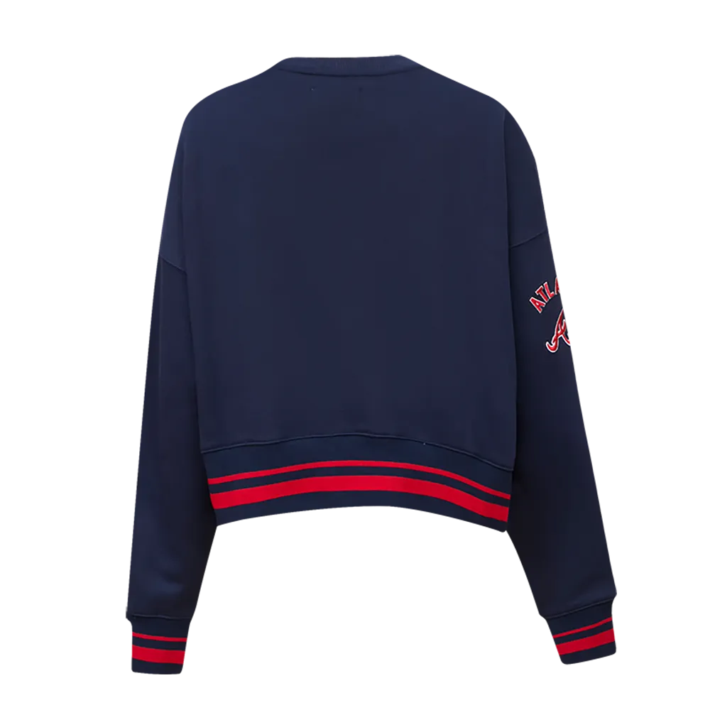 MLB ATLANTA BRAVES MASHUP WOMEN'S RIB CREWNECK (MIDNIGHT NAVY/RED/MIDNIGHT NAVY)