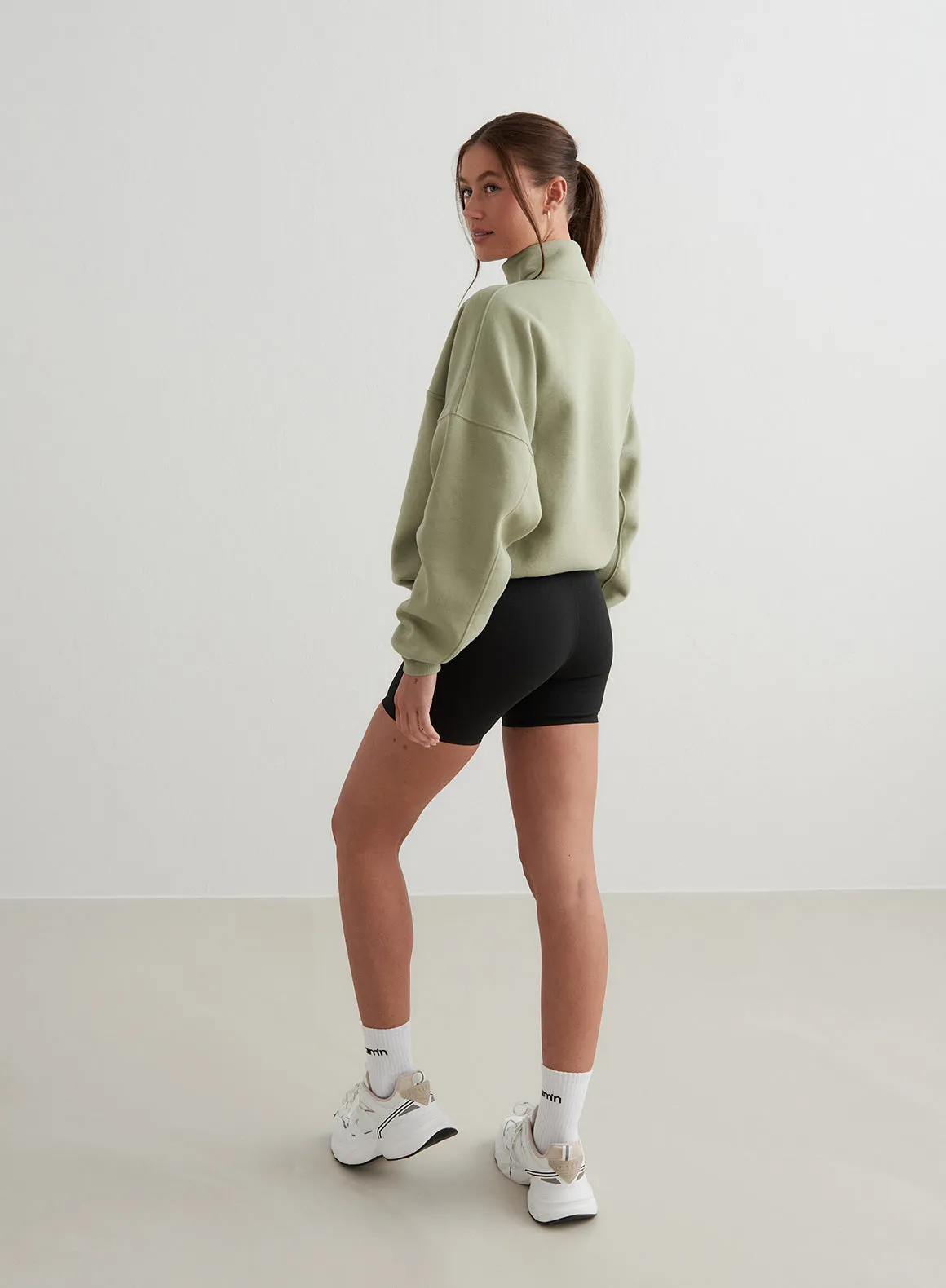 Pale Khaki Varsity Sweat Half Zip