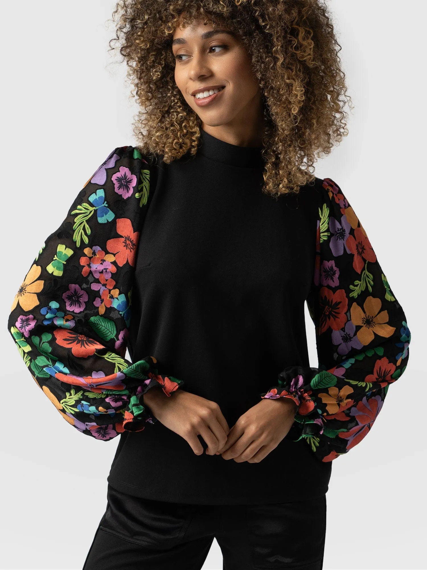 Penny Puff Sleeve Long Sleeve - Pop Floral