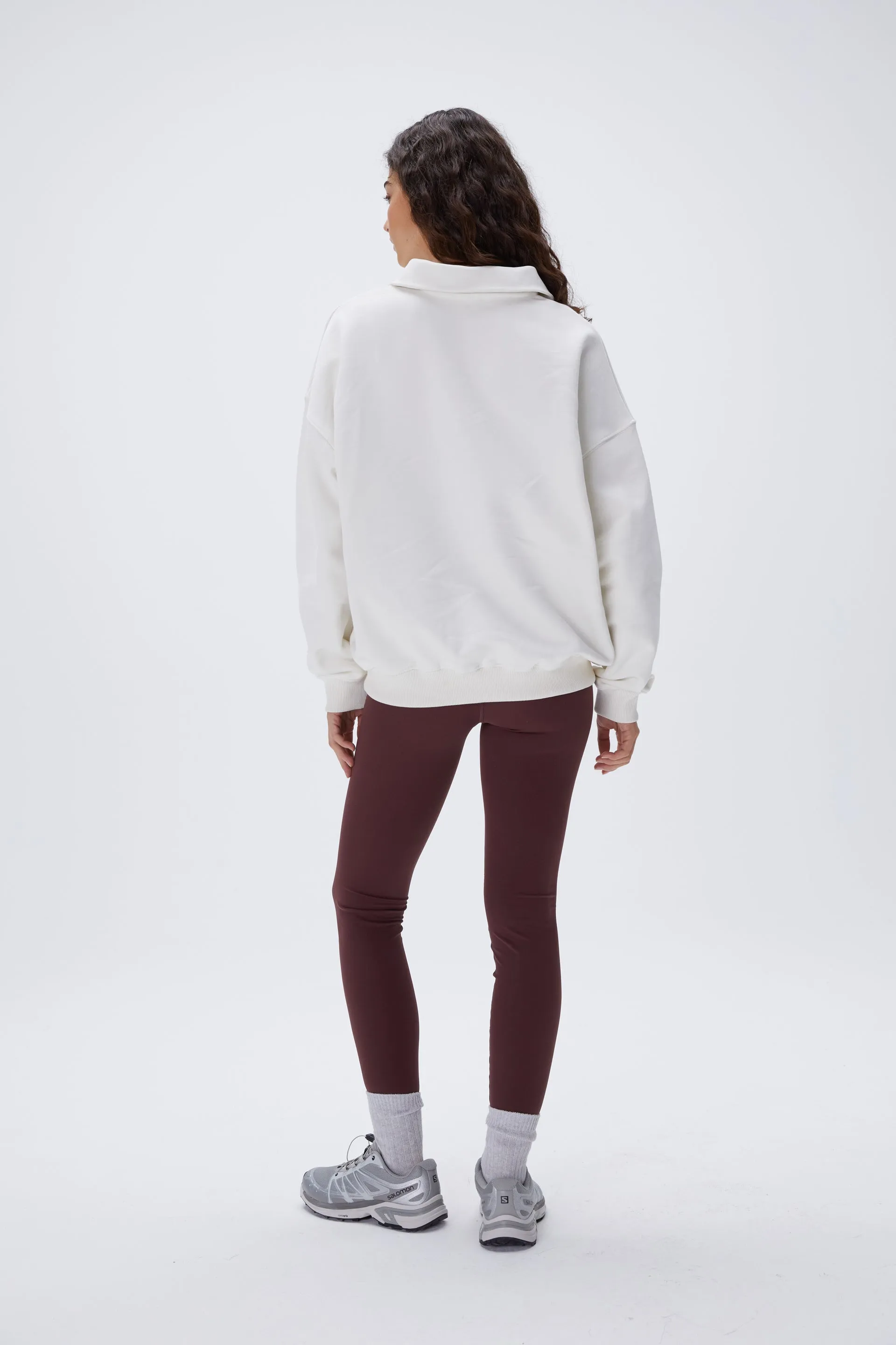 Performance Oversized Funnel Neck Zip Sweatshirt - Marshmallow White