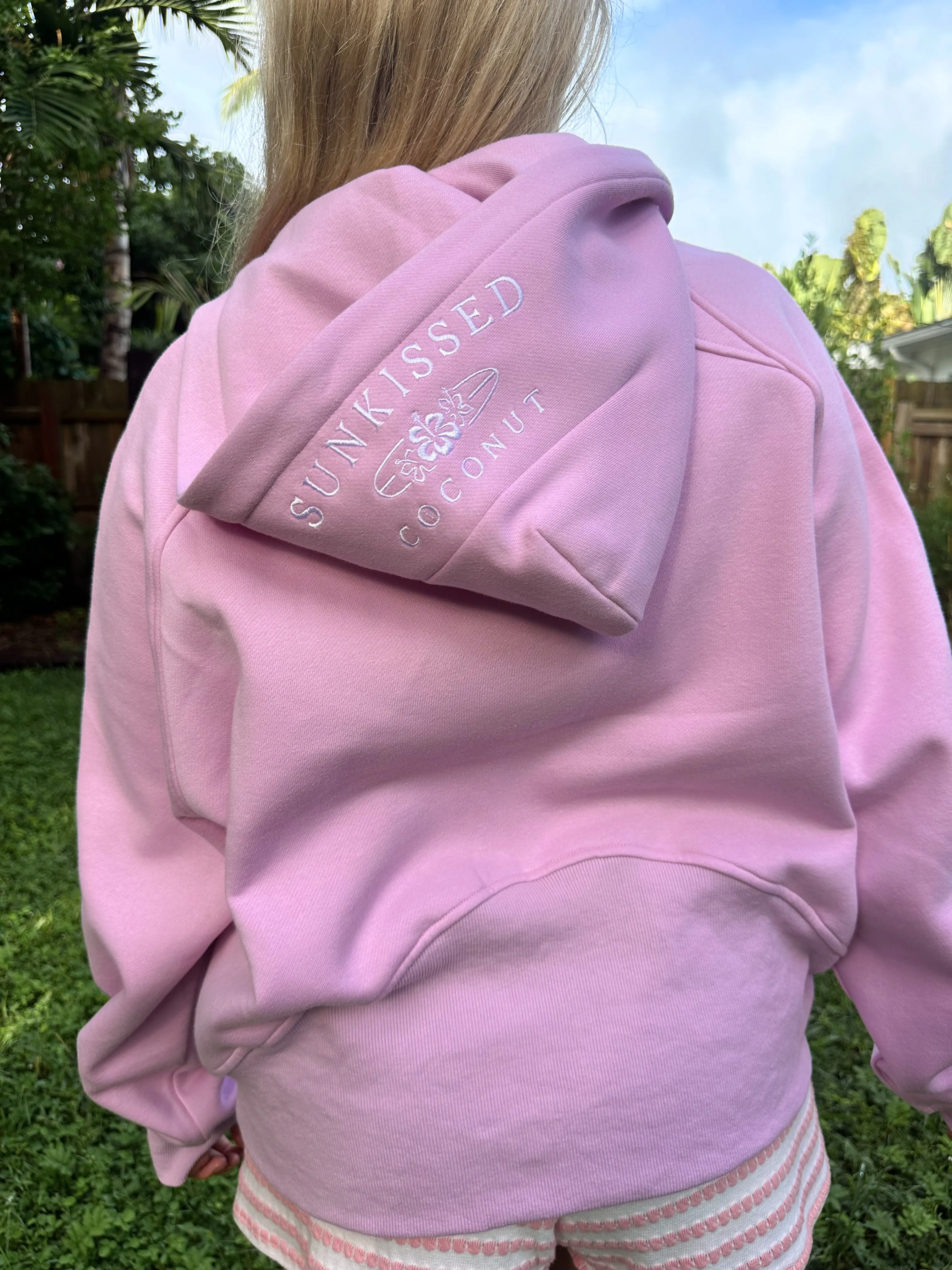 Pink Lavender  Pilates Detailed Waist Length Quarter Zip Hoodie