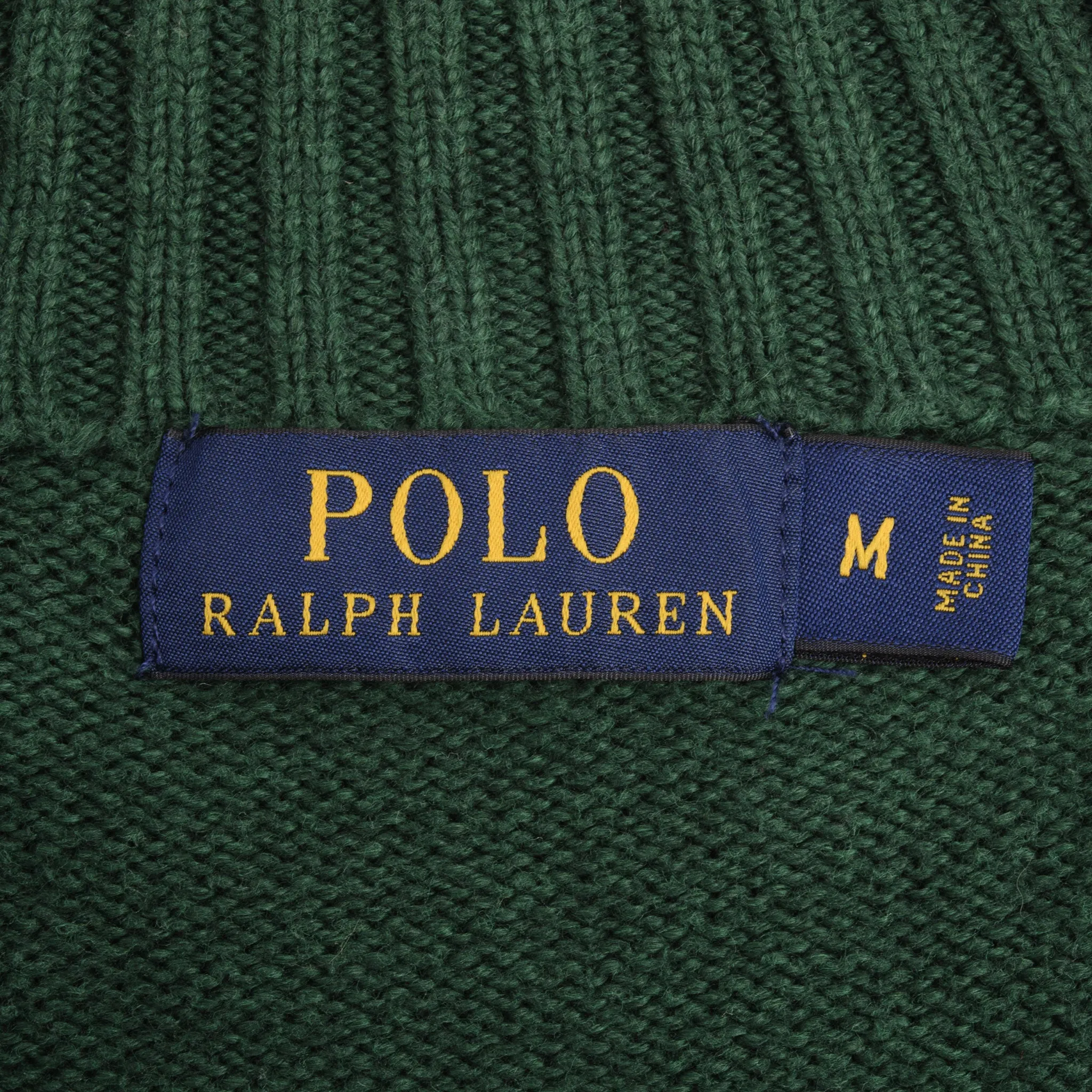 POLO RALPH LAUREN GREEN KNIT QUARTER 1/4 ZIP SWEATER SIZE MEDIUM