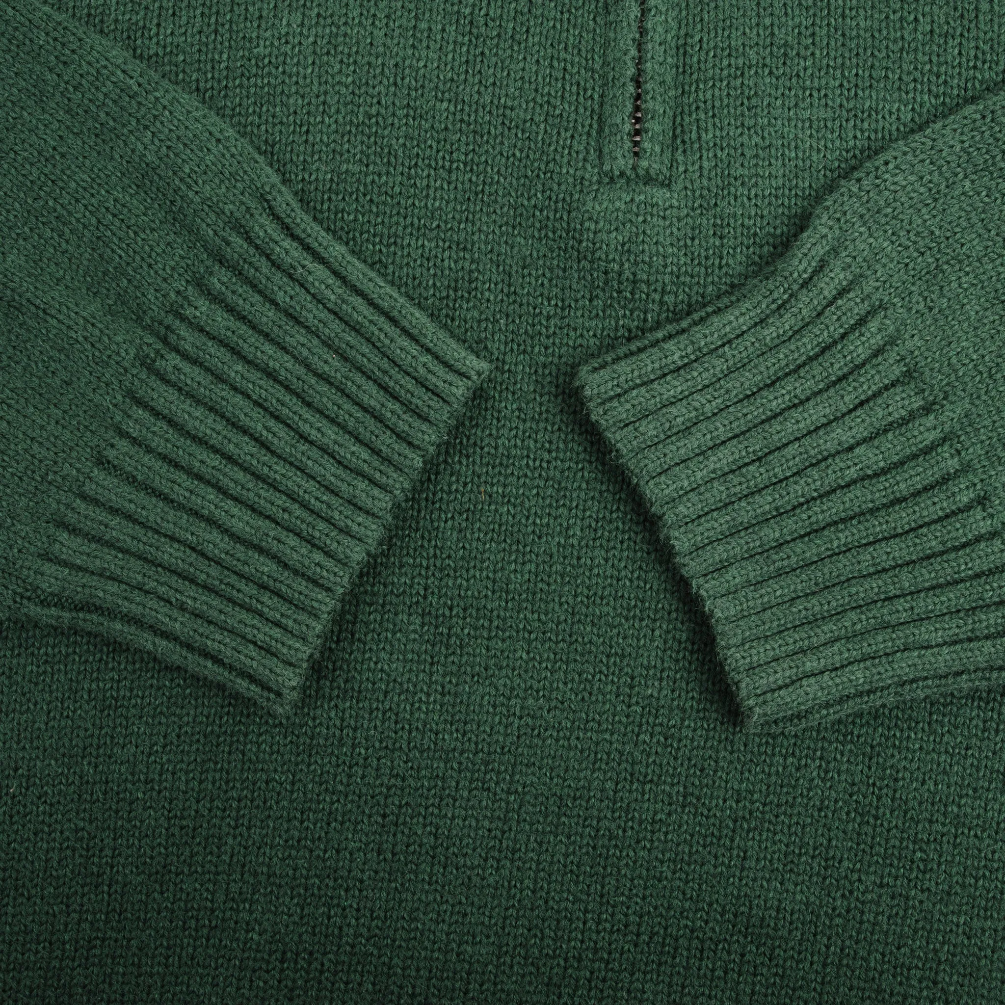 POLO RALPH LAUREN GREEN KNIT QUARTER 1/4 ZIP SWEATER SIZE MEDIUM