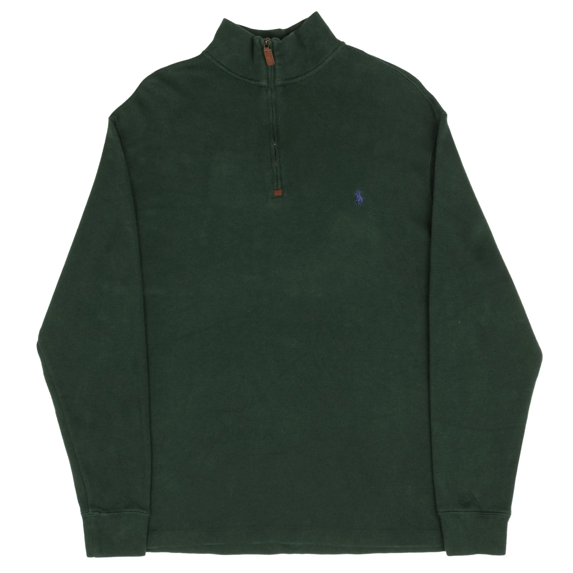 POLO RALPH LAUREN PINE GREEN QUARTER 1/4 ZIP SWEATER SIZE LARGE TALL