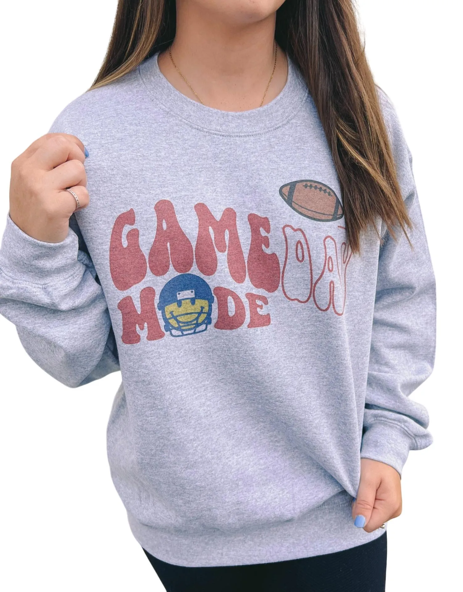 "game Day Mode" Graphic Sweatshirt In Heather Grey