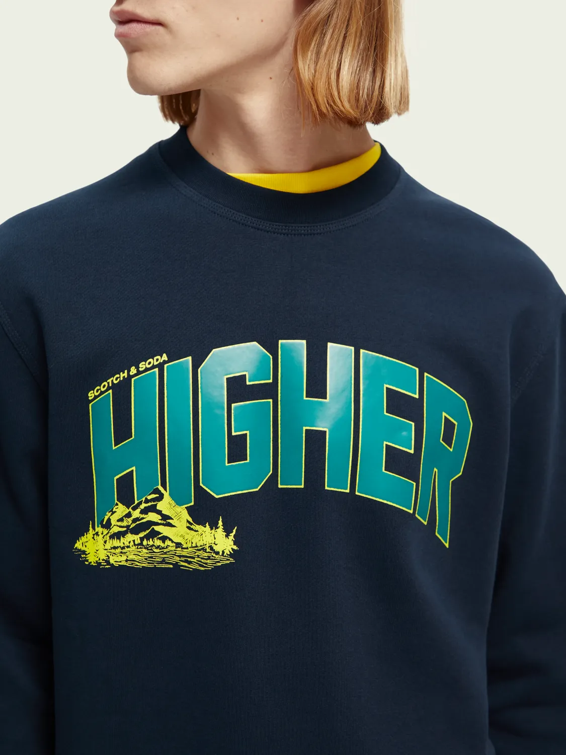 Scotch & Soda - Organic Cotton Artwork Crewneck Sweatshirt - Navy Blue