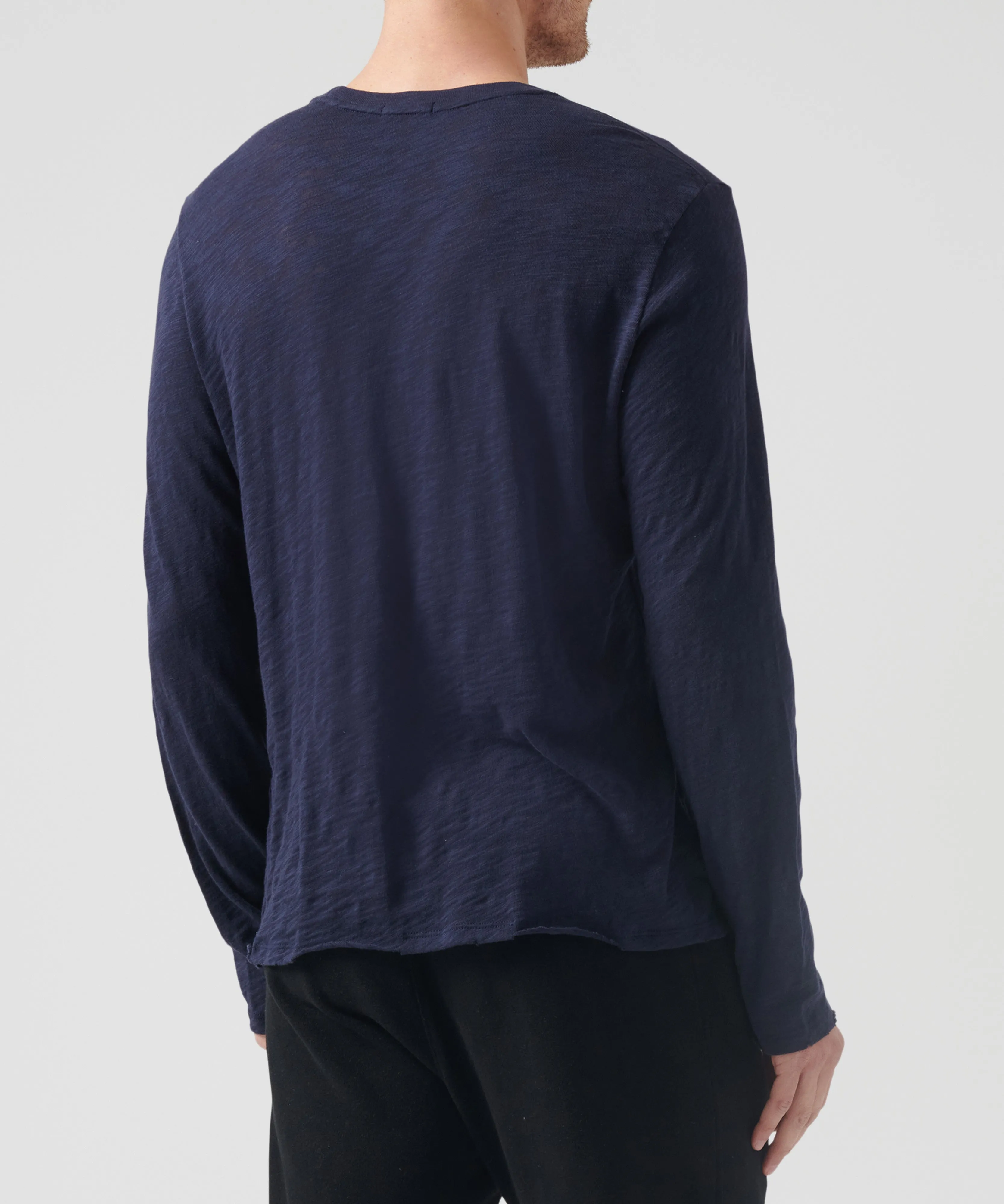 Slub Jersey Long Sleeve Destroyed Wash Tee - Midnight