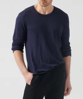 Slub Jersey Long Sleeve Destroyed Wash Tee - Midnight