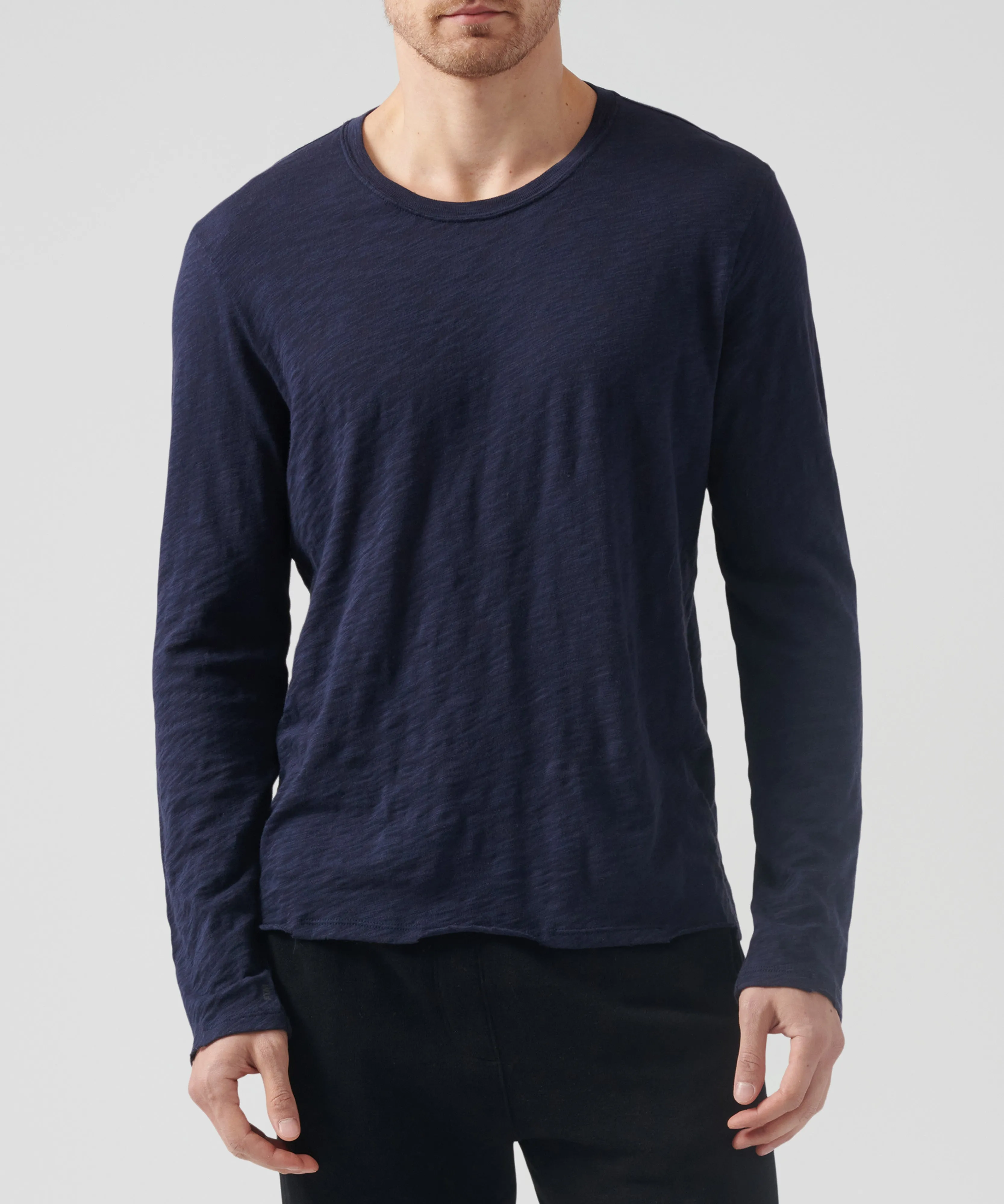 Slub Jersey Long Sleeve Destroyed Wash Tee - Midnight