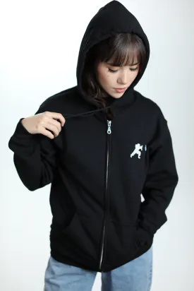 STREET FIGHTER 'Ryu Hadoken' Embroidered Zip Up Hoodie - Black