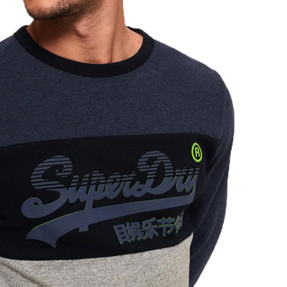 Superdry Men's Vintage Logo Panel Crew Sweatshirt - Shadow Cast Navy Marl