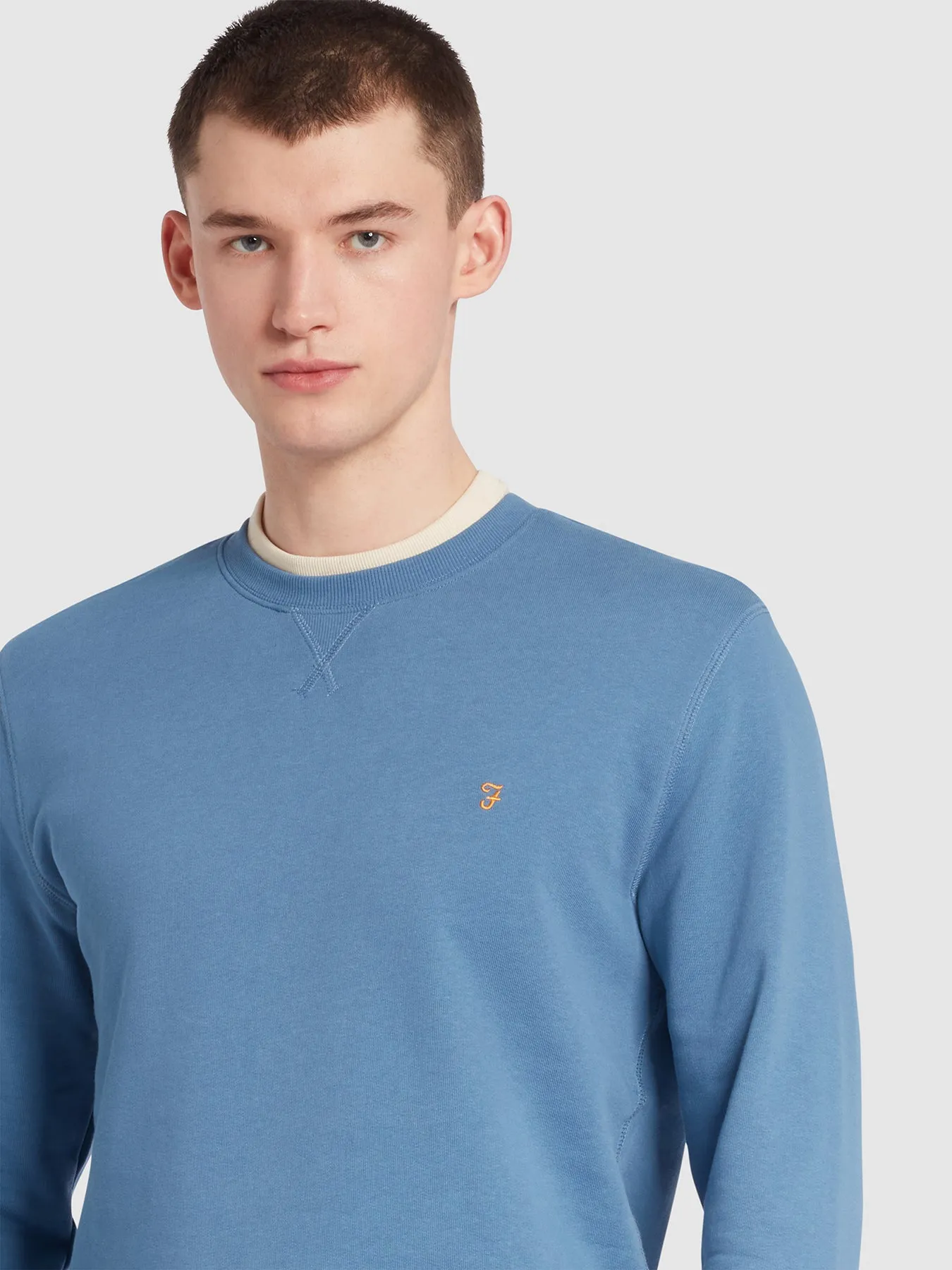 Tim Organic Cotton Crew Neck Sweatshirt In Sheaf Blue