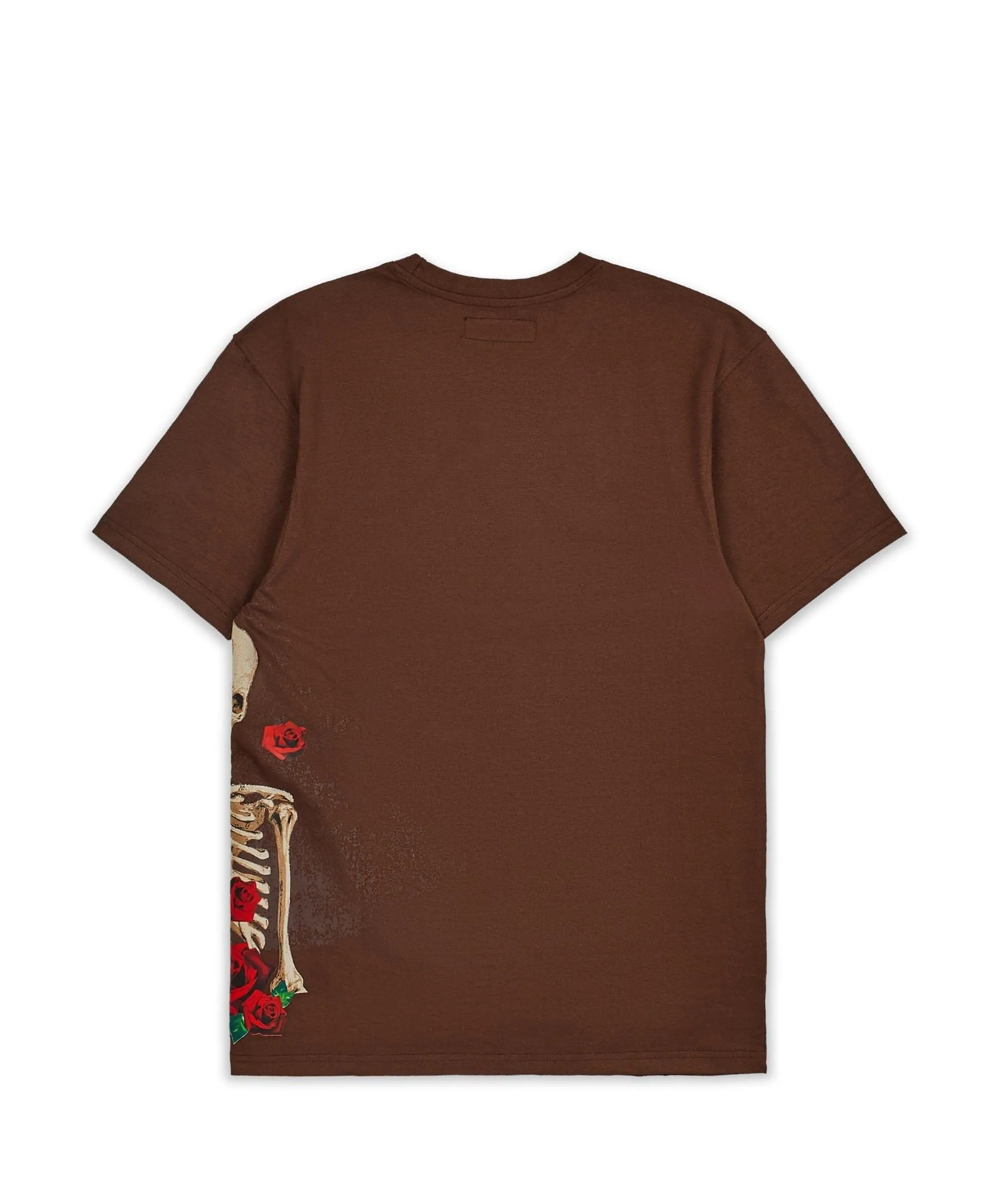 Trust Rose Skull Side Print Short Sleeve Tee - Brown