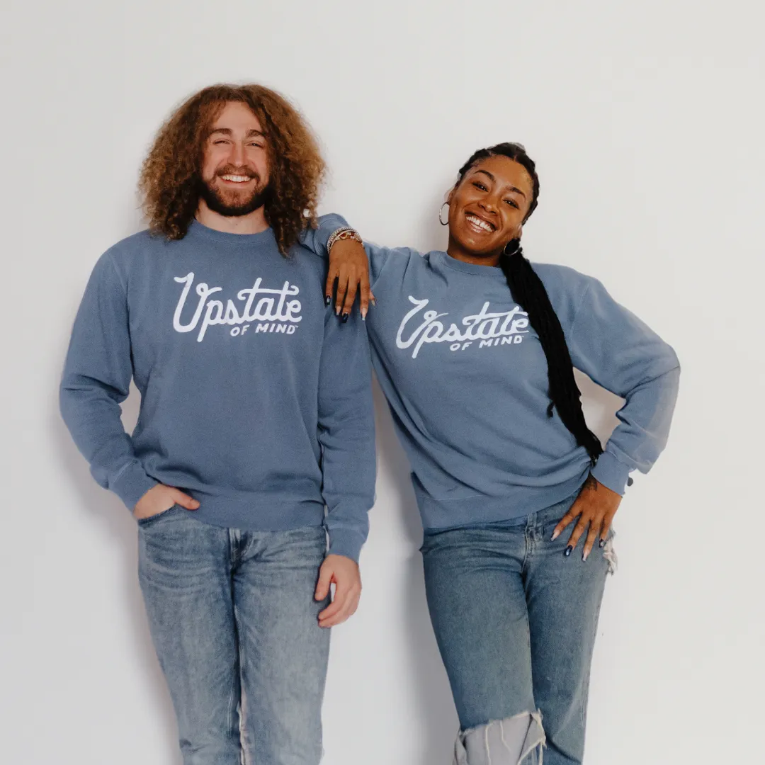 Upstate of Mind - Heritage Script Crewneck - Navy Wash