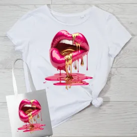 Valentine's Day-Lips Shirt with Matching Tote