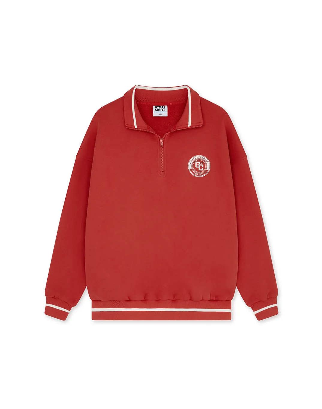 Varsity Funnel Neck Zip Sweatshirt in Crimson Red