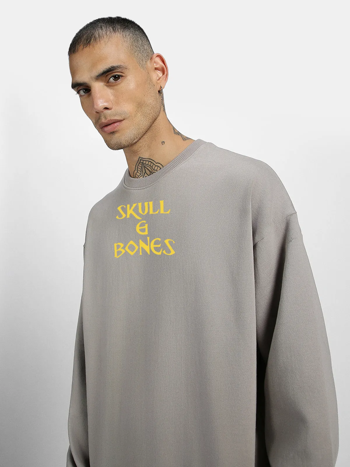 Veirdo Grey Back Typographic Printed Sweatshirt