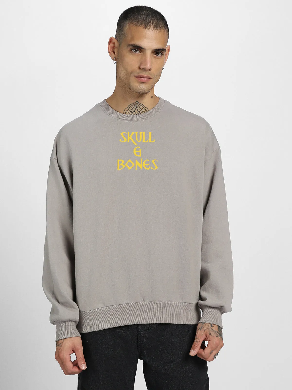 Veirdo Grey Back Typographic Printed Sweatshirt