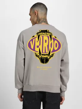 Veirdo Grey Back Typographic Printed Sweatshirt