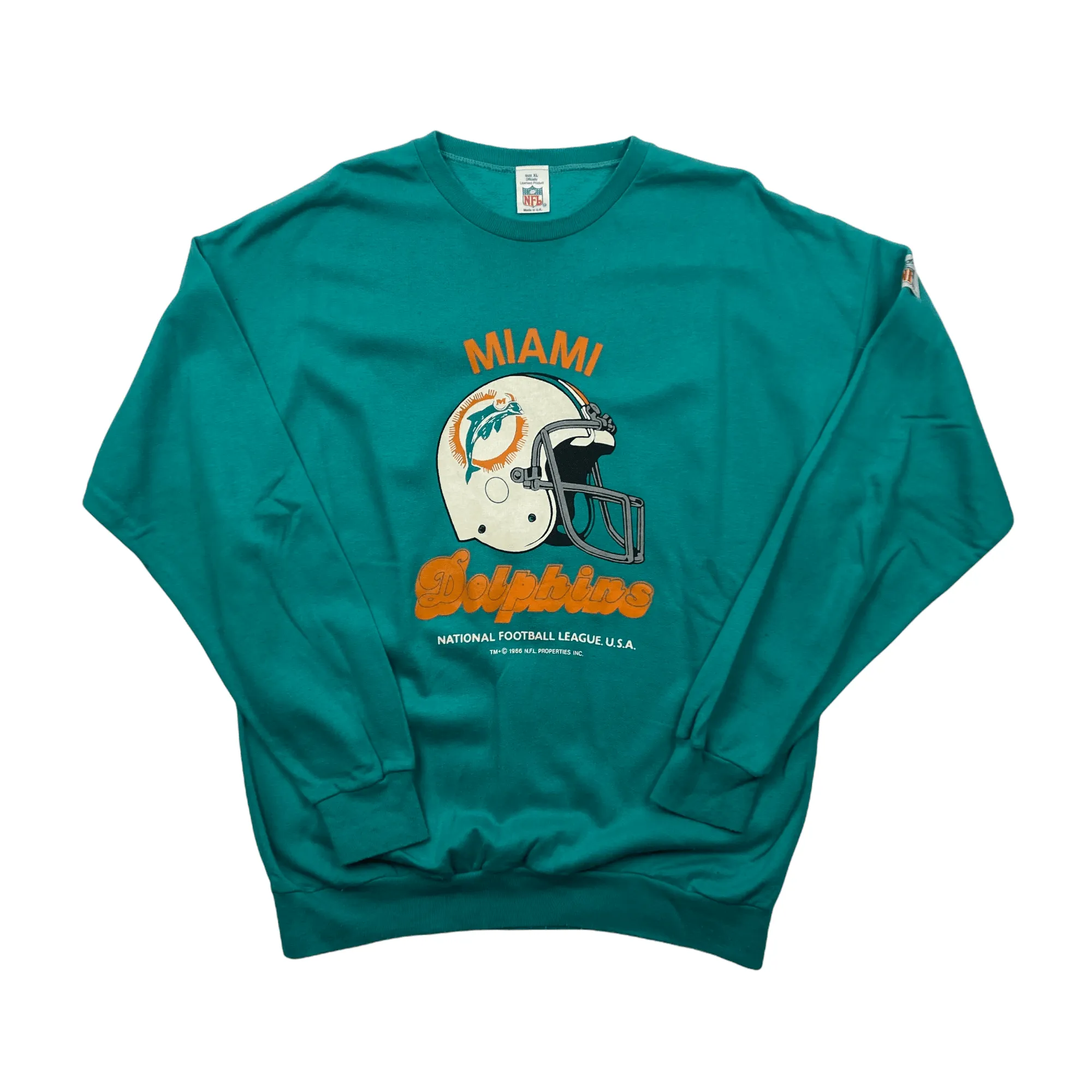 Vintage 60s Blue NFL Miami Dolphins Spell-Out Sweatshirt - Extra Large